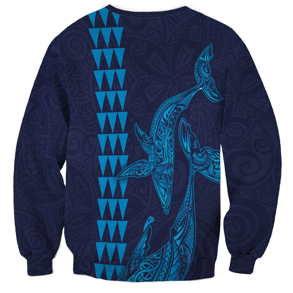 Aloha Hawaii Whale Kakau and Polynesian Tattoo Sweatshirt Dark Navy Color LT03 - Polynesian Pride