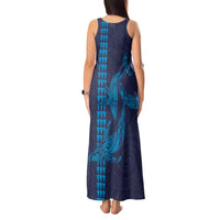 Aloha Hawaii Whale Kakau and Polynesian Tattoo Tank Maxi Dress Dark Navy Color