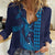 Aloha Hawaii Whale Kakau and Polynesian Tattoo Women Casual Shirt Dark Navy Color
