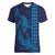 Aloha Hawaii Whale Kakau and Polynesian Tattoo Women V-Neck T-Shirt Dark Navy Color