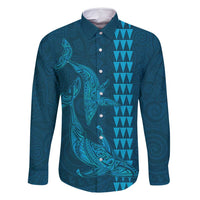 Aloha Hawaii Whale Kakau and Polynesian Tattoo Family Matching Mermaid Dress and Hawaiian Shirt Light Blue Color