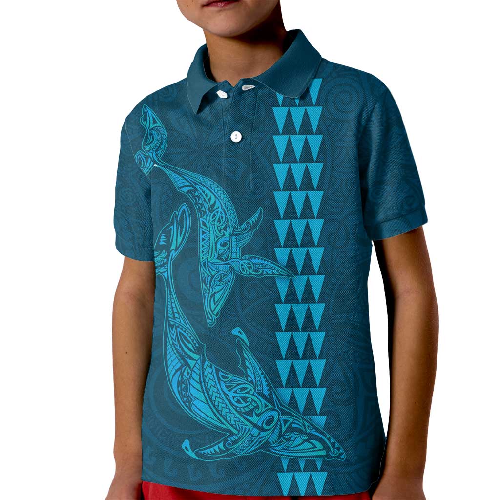 Aloha Hawaii Whale Kakau and Polynesian Tattoo Kid Polo Shirt Light Blue Color LT03 Kid Light Blue - Polynesian Pride