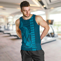 Aloha Hawaii Whale Kakau and Polynesian Tattoo Men Tank Top Light Blue Color