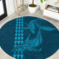 Aloha Hawaii Whale Kakau and Polynesian Tattoo Round Carpet Light Blue Color LT03 Light Blue - Polynesian Pride