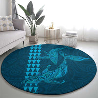 Aloha Hawaii Whale Kakau and Polynesian Tattoo Round Carpet Light Blue Color LT03 - Polynesian Pride