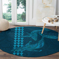 Aloha Hawaii Whale Kakau and Polynesian Tattoo Round Carpet Light Blue Color LT03 - Polynesian Pride