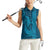 Aloha Hawaii Whale Kakau and Polynesian Tattoo Women Sleeveless Polo Shirt Light Blue Color