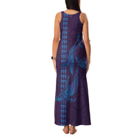 Aloha Hawaii Whale Kakau and Polynesian Tattoo Family Matching Tank Maxi Dress and Hawaiian Shirt Purple Color
