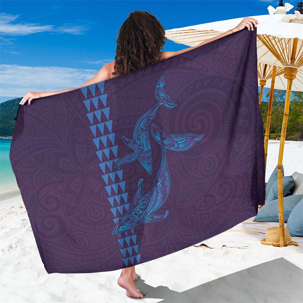 Aloha Hawaii Whale Kakau and Polynesian Tattoo Sarong Purple Color