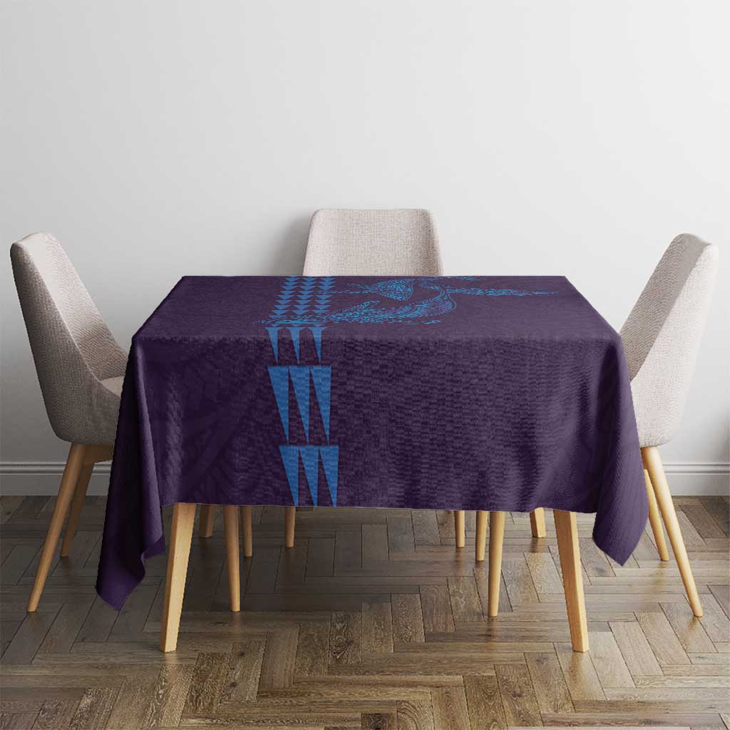 Aloha Hawaii Whale Kakau and Polynesian Tattoo Tablecloth Purple Color