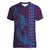 Aloha Hawaii Whale Kakau and Polynesian Tattoo Women V-Neck T-Shirt Purple Color