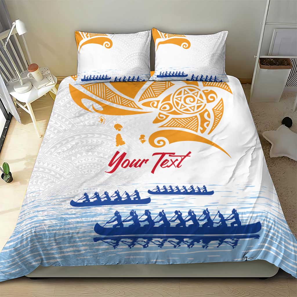 Personalised Hawaiki Nui Va'a French Polynesian Pattern Bedding Set White Color