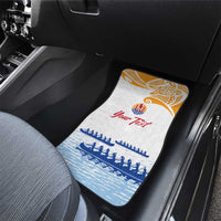 Personalised Hawaiki Nui Va'a French Polynesian Pattern Car Mats White Color