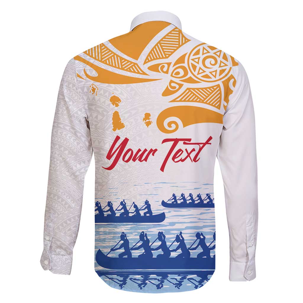 Personalised Hawaiki Nui Va'a French Polynesian Pattern Family Matching Short Sleeve Bodycon Dress and Hawaiian Shirt White Color