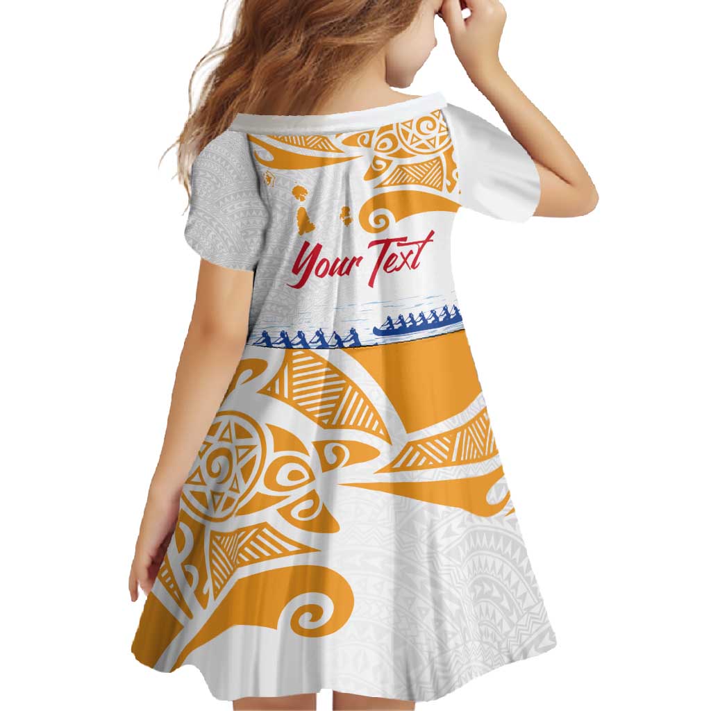 Personalised Hawaiki Nui Va'a French Polynesian Pattern Family Matching Summer Maxi Dress and Hawaiian Shirt White Color