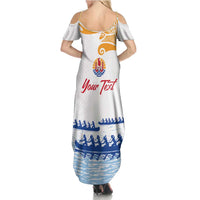 Personalised Hawaiki Nui Va'a French Polynesian Pattern Family Matching Summer Maxi Dress and Hawaiian Shirt White Color