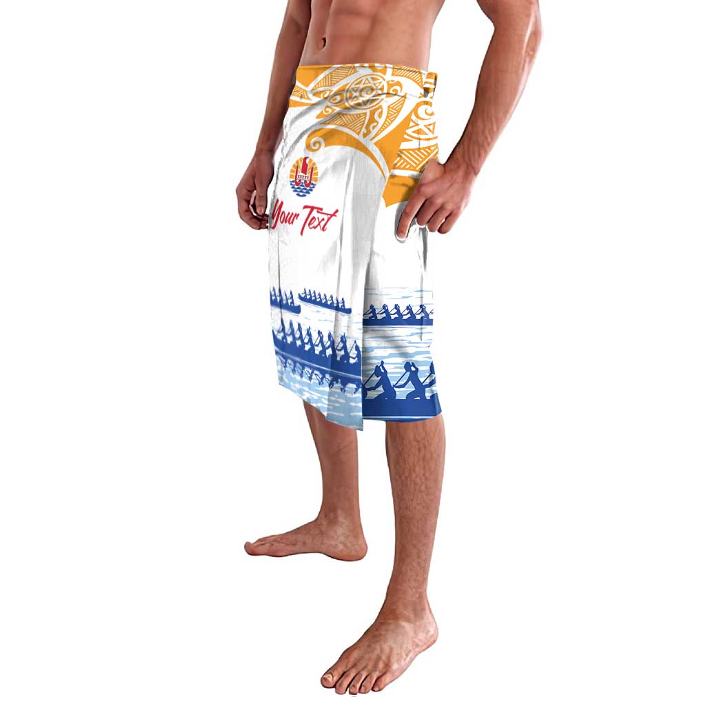 Personalised Hawaiki Nui Va'a French Polynesian Pattern Lavalava White Color