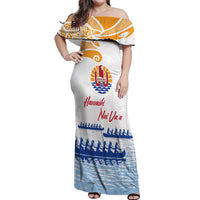 Personalised Hawaiki Nui Va'a French Polynesian Pattern Off Shoulder Maxi Dress White Color