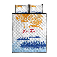 Personalised Hawaiki Nui Va'a French Polynesian Pattern Quilt Bed Set White Color