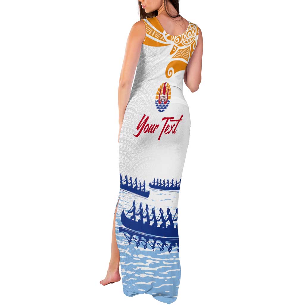 Personalised Hawaiki Nui Va'a French Polynesian Pattern Tank Maxi Dress White Color
