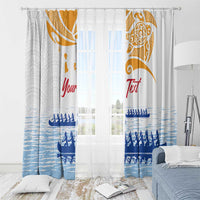 Personalised Hawaiki Nui Va'a French Polynesian Pattern Window Curtain White Color