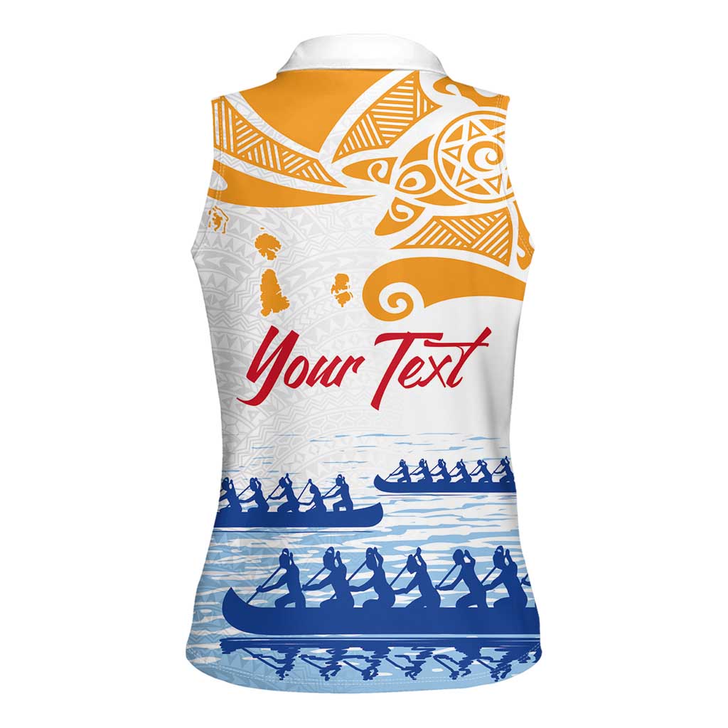 Personalised Hawaiki Nui Va'a French Polynesian Pattern Women Sleeveless Polo Shirt White Color