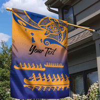 Personalised Hawaiki Nui Va'a French Polynesian Pattern Garden Flag Sunset Color