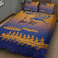Personalised Hawaiki Nui Va'a French Polynesian Pattern Quilt Bed Set Sunset Color