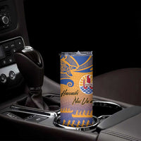 Personalised Hawaiki Nui Va'a French Polynesian Pattern Skinny Tumbler Sunset Color