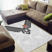 Rugby Fiji Area Rug Fijian Masi Tribal Sporty Style White Color - Polynesian Pride