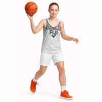 Custom Rugby Fiji Basketball Jersey Fijian Masi Tribal Sporty Style White Color - Polynesian Pride