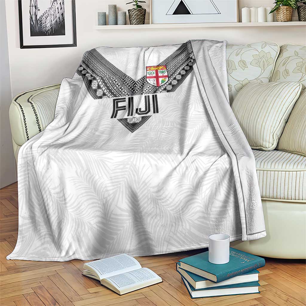 Rugby Fiji Blanket Fijian Masi Tribal Sporty Style White Color - Polynesian Pride
