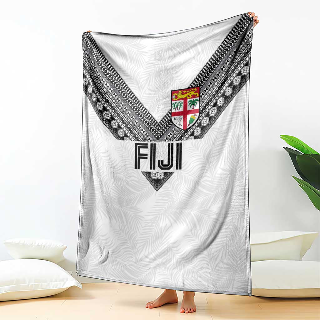 Rugby Fiji Blanket Fijian Masi Tribal Sporty Style White Color - Polynesian Pride