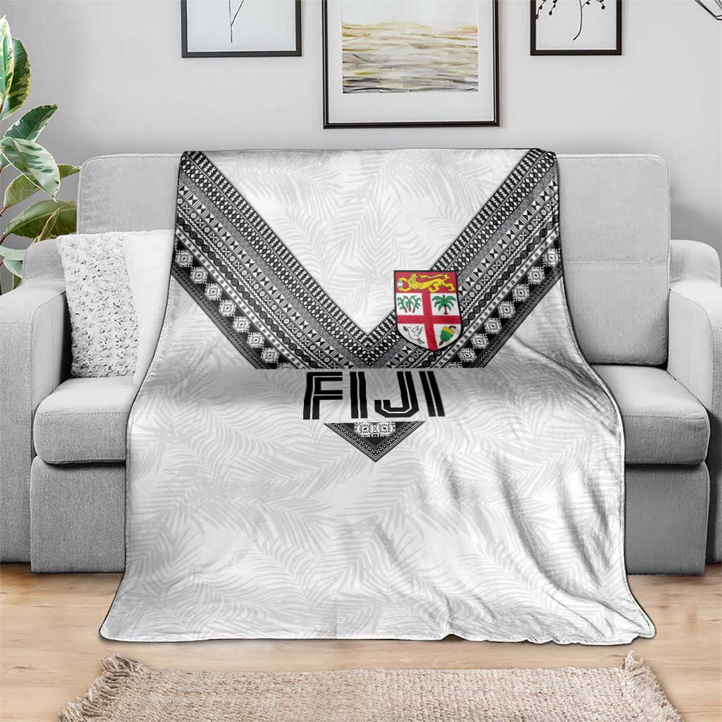 Rugby Fiji Blanket Fijian Masi Tribal Sporty Style White Color - Polynesian Pride