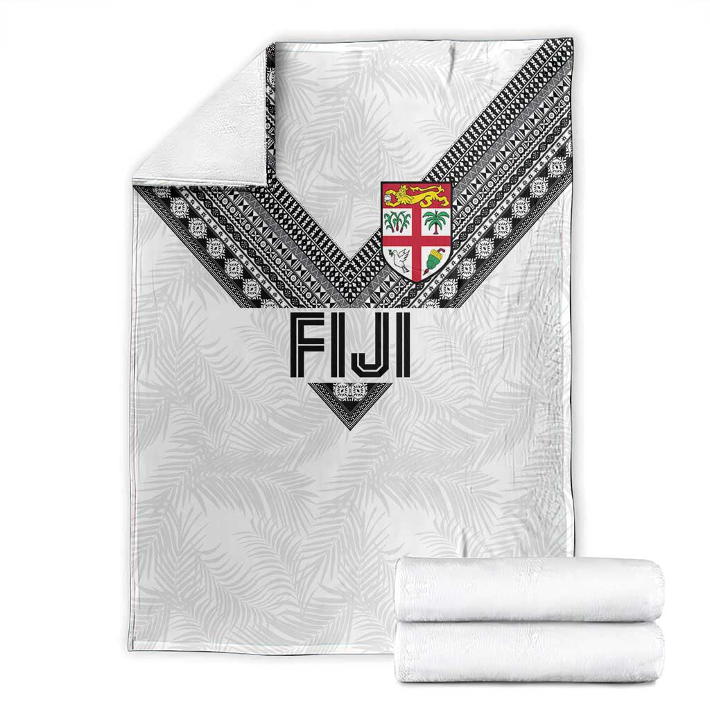 Rugby Fiji Blanket Fijian Masi Tribal Sporty Style White Color - Polynesian Pride
