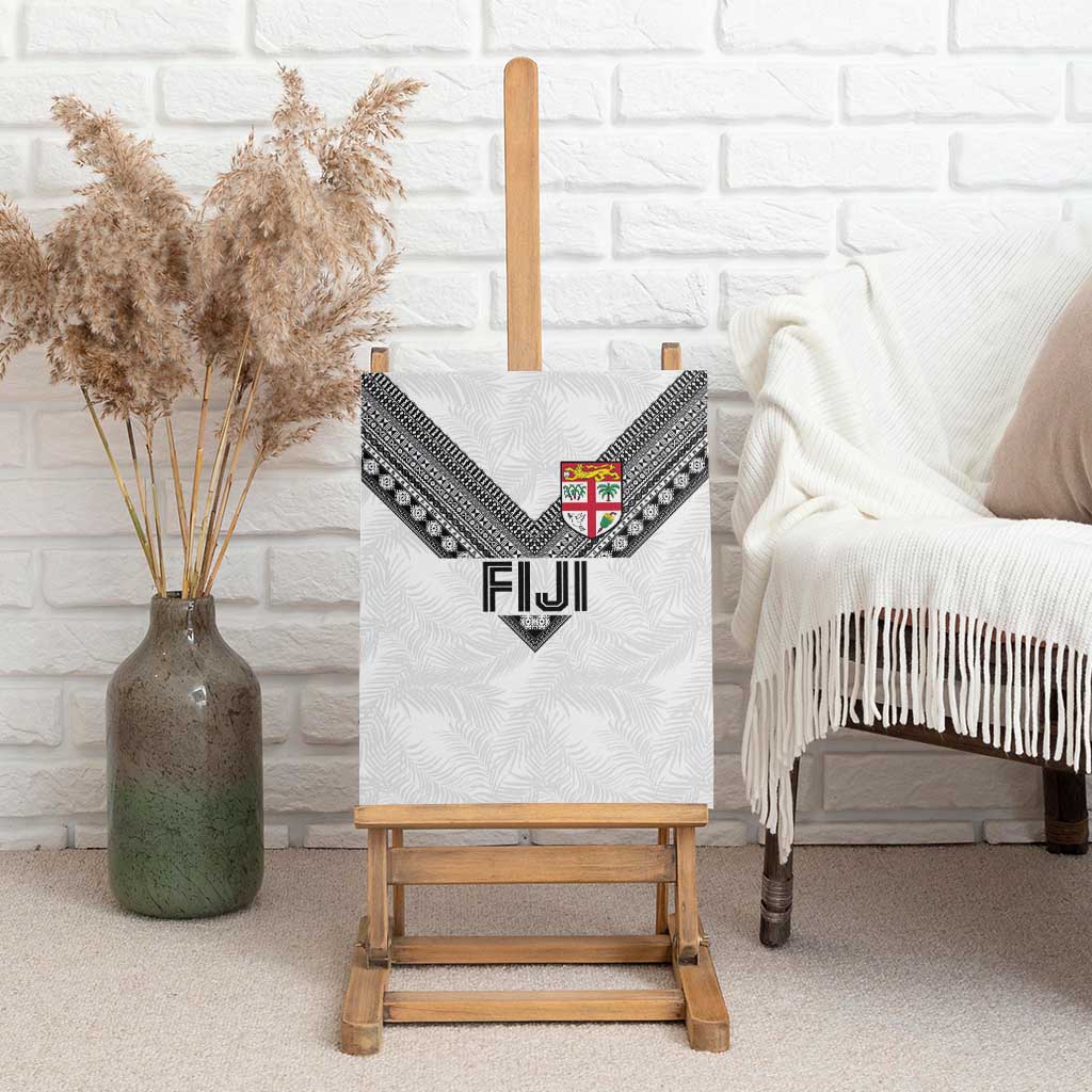 Rugby Fiji Canvas Wall Art Fijian Masi Tribal Sporty Style White Color - Polynesian Pride