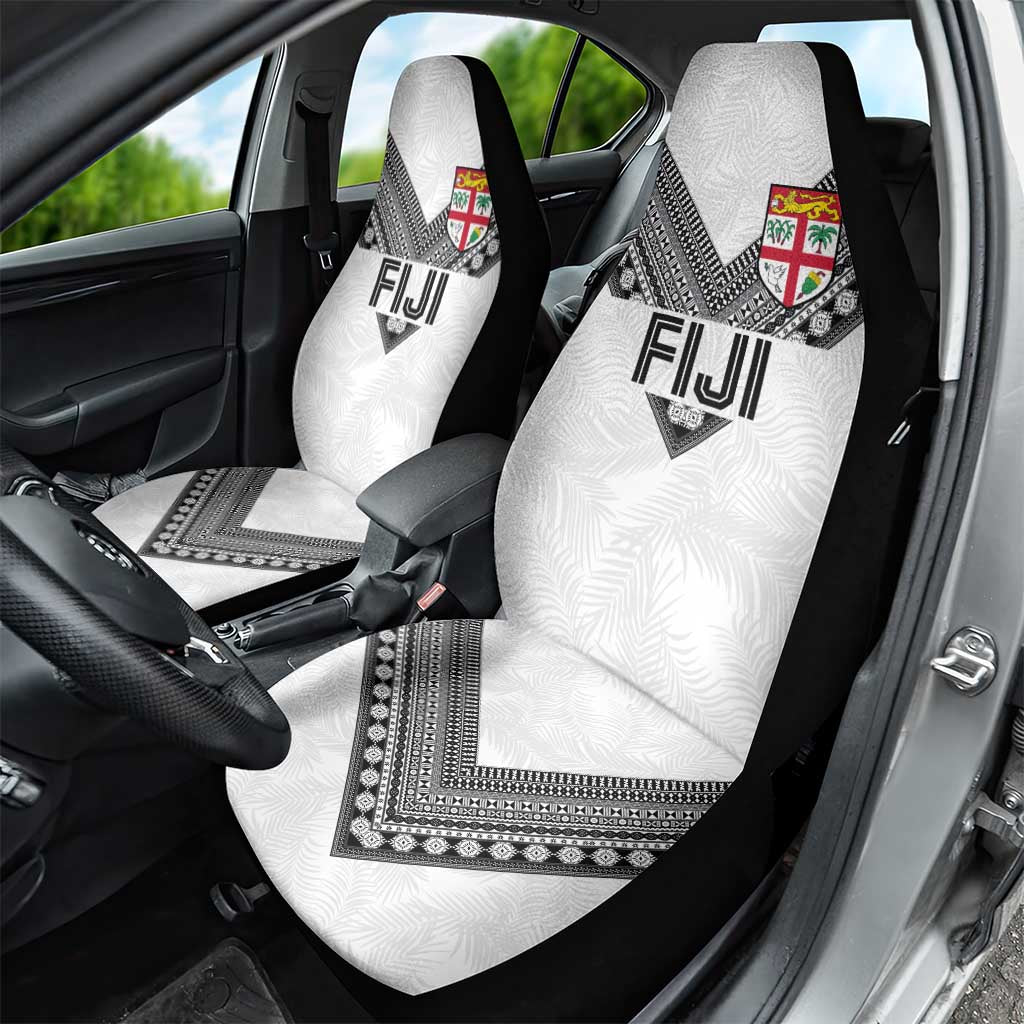 Rugby Fiji Car Seat Cover Fijian Masi Tribal Sporty Style White Color - Polynesian Pride