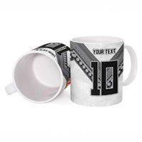 Custom Rugby Fiji Ceramic Mug Fijian Masi Tribal Sporty Style White Color - Polynesian Pride