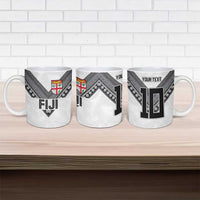 Custom Rugby Fiji Ceramic Mug Fijian Masi Tribal Sporty Style White Color - Polynesian Pride