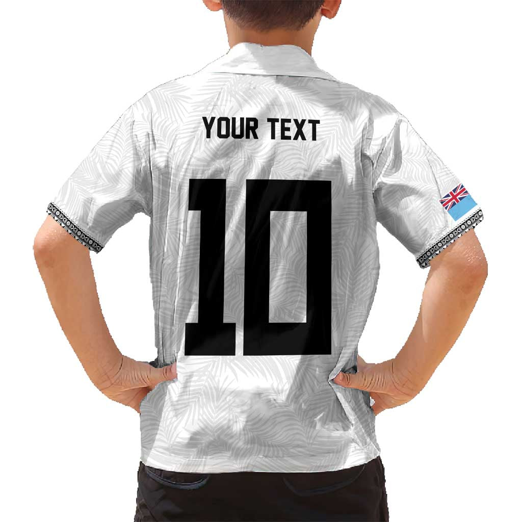 Custom Rugby Fiji Family Matching Long Sleeve Bodycon Dress and Hawaiian Shirt Fijian Masi Tribal Sporty Style White Color - Polynesian Pride