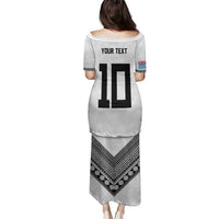 Custom Rugby Fiji Family Matching Puletasi and Hawaiian Shirt Fijian Masi Tribal Sporty Style White Color - Polynesian Pride