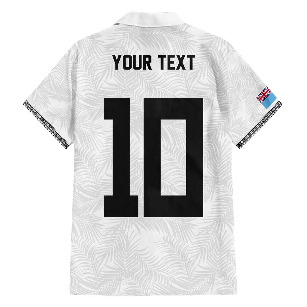 Custom Rugby Fiji Family Matching Short Sleeve Bodycon Dress and Hawaiian Shirt Fijian Masi Tribal Sporty Style White Color - Polynesian Pride