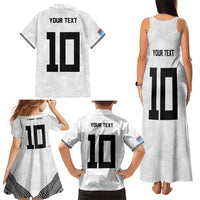 Custom Rugby Fiji Family Matching Tank Maxi Dress and Hawaiian Shirt Fijian Masi Tribal Sporty Style White Color - Polynesian Pride
