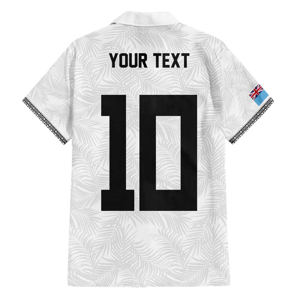 Custom Rugby Fiji Family Matching Tank Maxi Dress and Hawaiian Shirt Fijian Masi Tribal Sporty Style White Color - Polynesian Pride