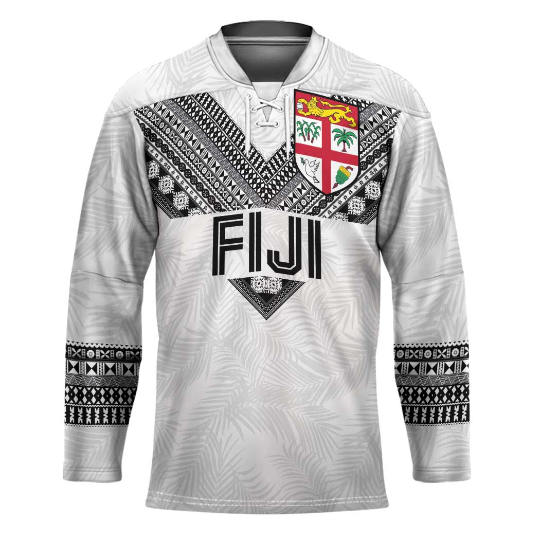 Custom Rugby Fiji Hockey Jersey Fijian Masi Tribal Sporty Style White Color - Polynesian Pride