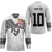 Custom Rugby Fiji Hockey Jersey Fijian Masi Tribal Sporty Style White Color - Polynesian Pride