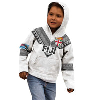 Custom Rugby Fiji Kid Hoodie Fijian Masi Tribal Sporty Style White Color - Polynesian Pride