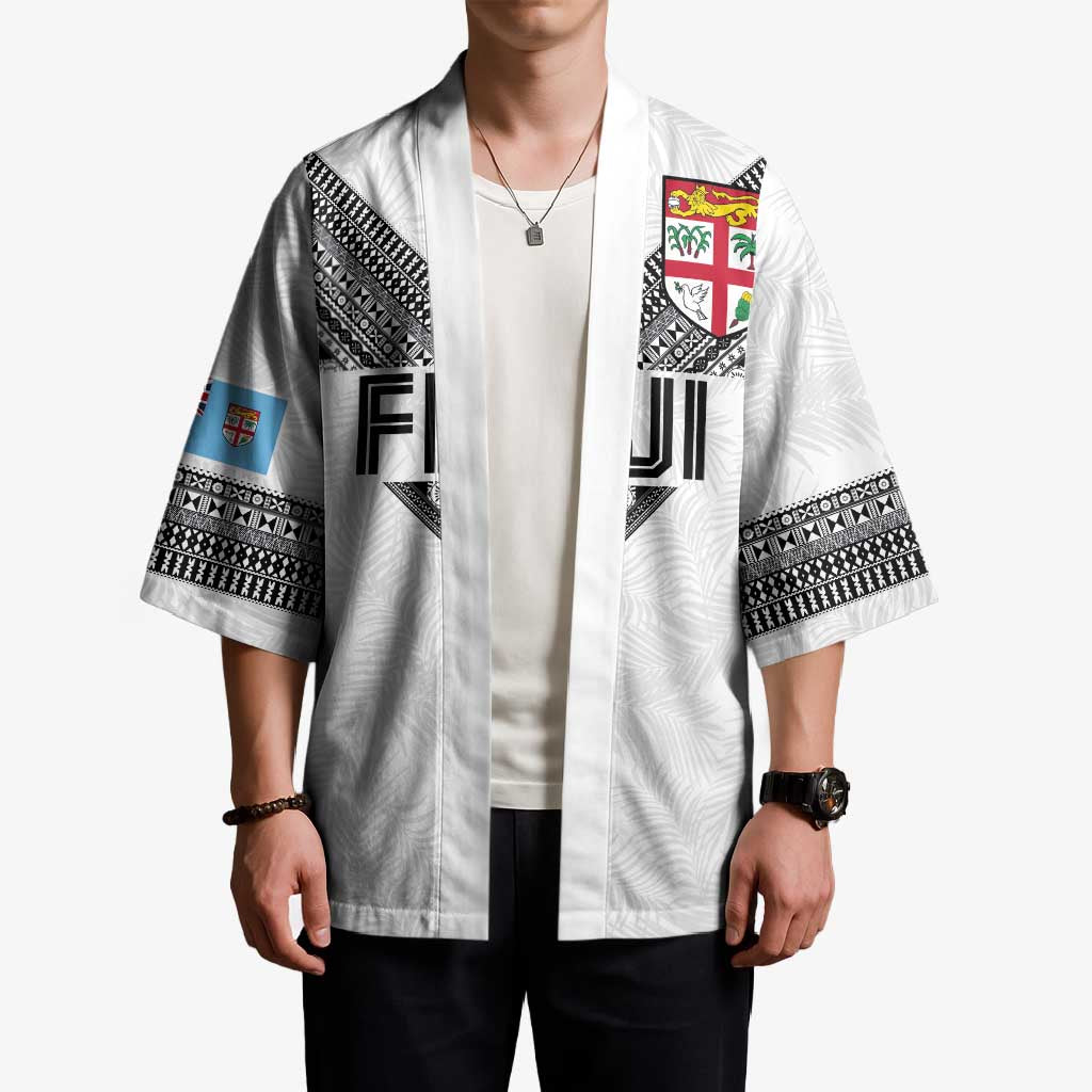 Custom Rugby Fiji Kimono Fijian Masi Tribal Sporty Style White Color - Polynesian Pride