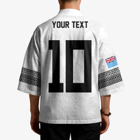 Custom Rugby Fiji Kimono Fijian Masi Tribal Sporty Style White Color - Polynesian Pride