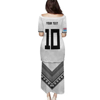 Custom Rugby Fiji Puletasi Fijian Masi Tribal Sporty Style White Color - Polynesian Pride